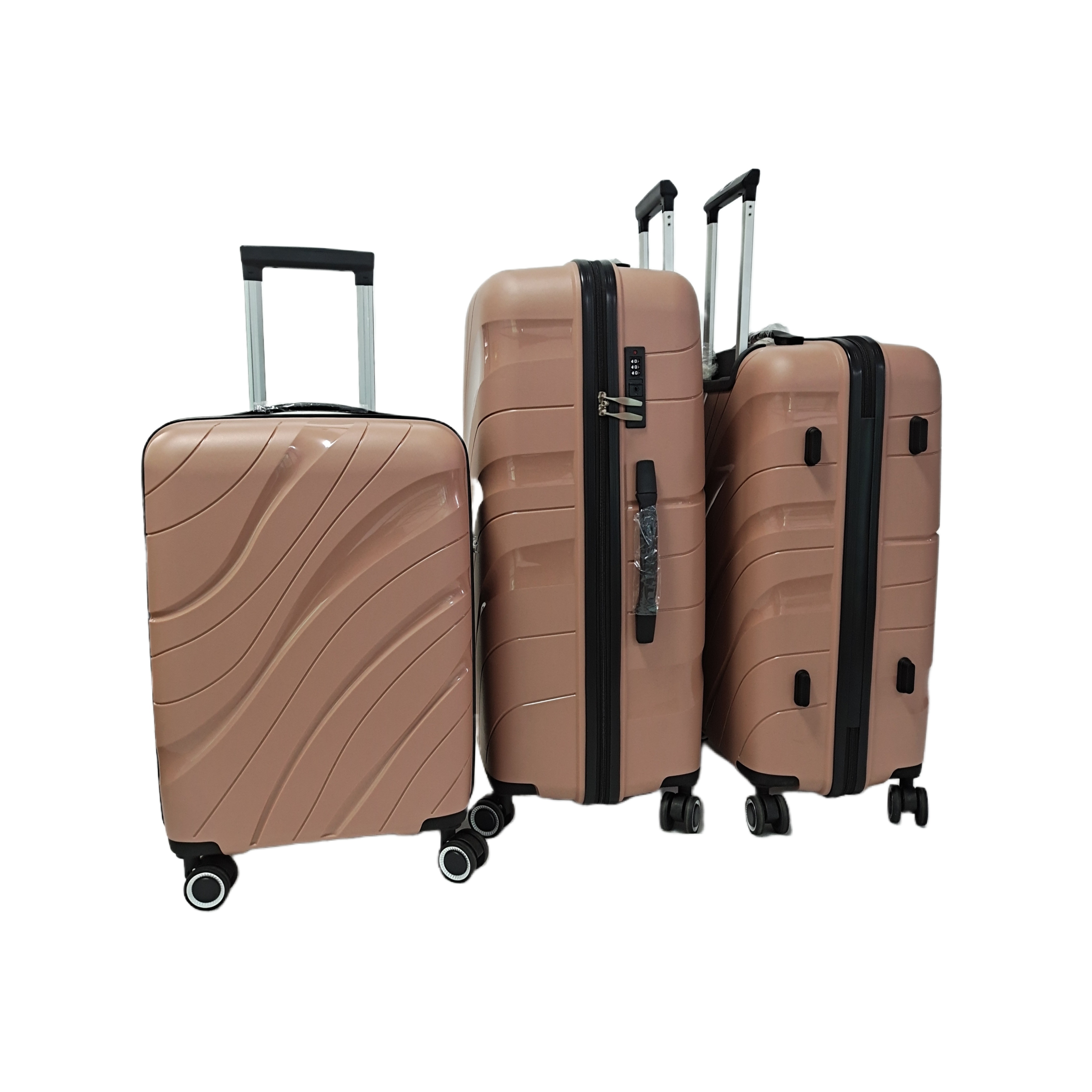 Anti-Scrapping Rolling PP Luggage for Travelling PP Suitcase Set of 3